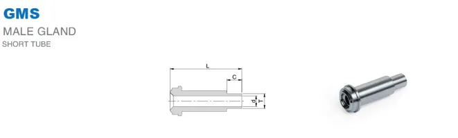 Гильза короткая под приварку GMS: Трубка мм - Face Seal / Type GMS Male Gland Short Tube mm